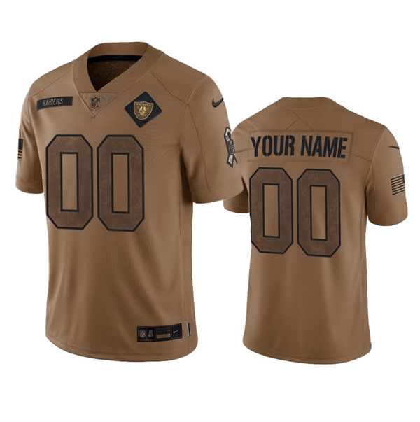 Men%27s Las Vegas Raiders Active Player Custom 2023 Brown Salute To Service Limited Football Stitched Jersey